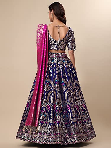 Image of PURVAJA Women's Jacquard Semi-Stitched Lehenga choli(Saheli)