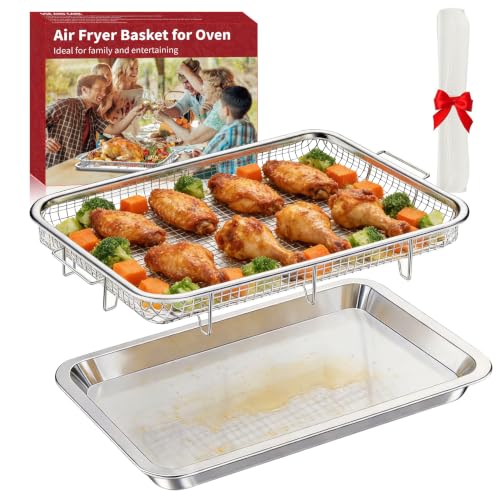 Image of Air Fryer Basket for Oven, Extra Large Oven Air Fryer Basket and Tray Set