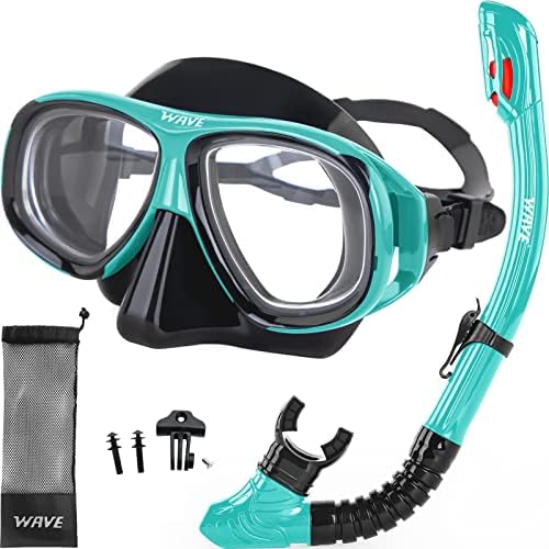 Nearsighted Snorkel Gear, Nearsighted Dry Snorkel Mask Set for Adult Youth, Nearsighted Anti Fog Diving Mask with Detachable Camera Mount & Adjustable Strap for Scuba Diving, Snorkeling, Freediving