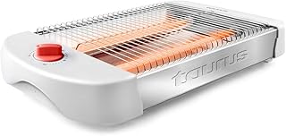 Taurus TO0600 Grille-pain plat horizontal, 600 W, 12 niveaux, arrêt automatique, résistances à quartz, grande surface de grillage 24 x 20 cm