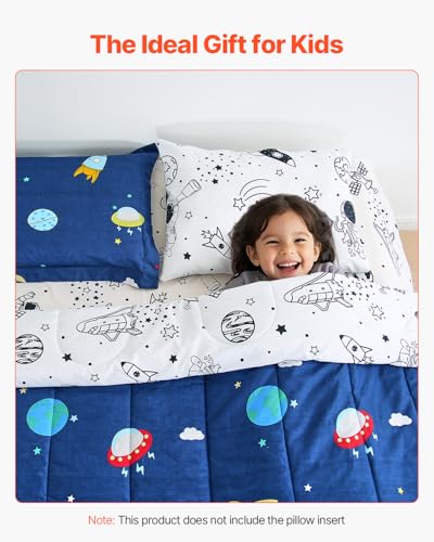 Image of VEVOR 5 Pieces Comforter Set, Twin Bedding Sets with 1 Comforter, 1 Flat Sheet, 1 Fitted Sheet, 2 Pillowcases, Soft Microfiber & Space Printed, Bedding Comforter Sets