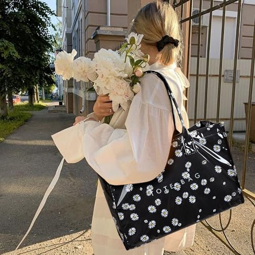 Image of KALIDI PVC Tote Bag Women's Kraft Paper Work Handbags Purses with Top Handle