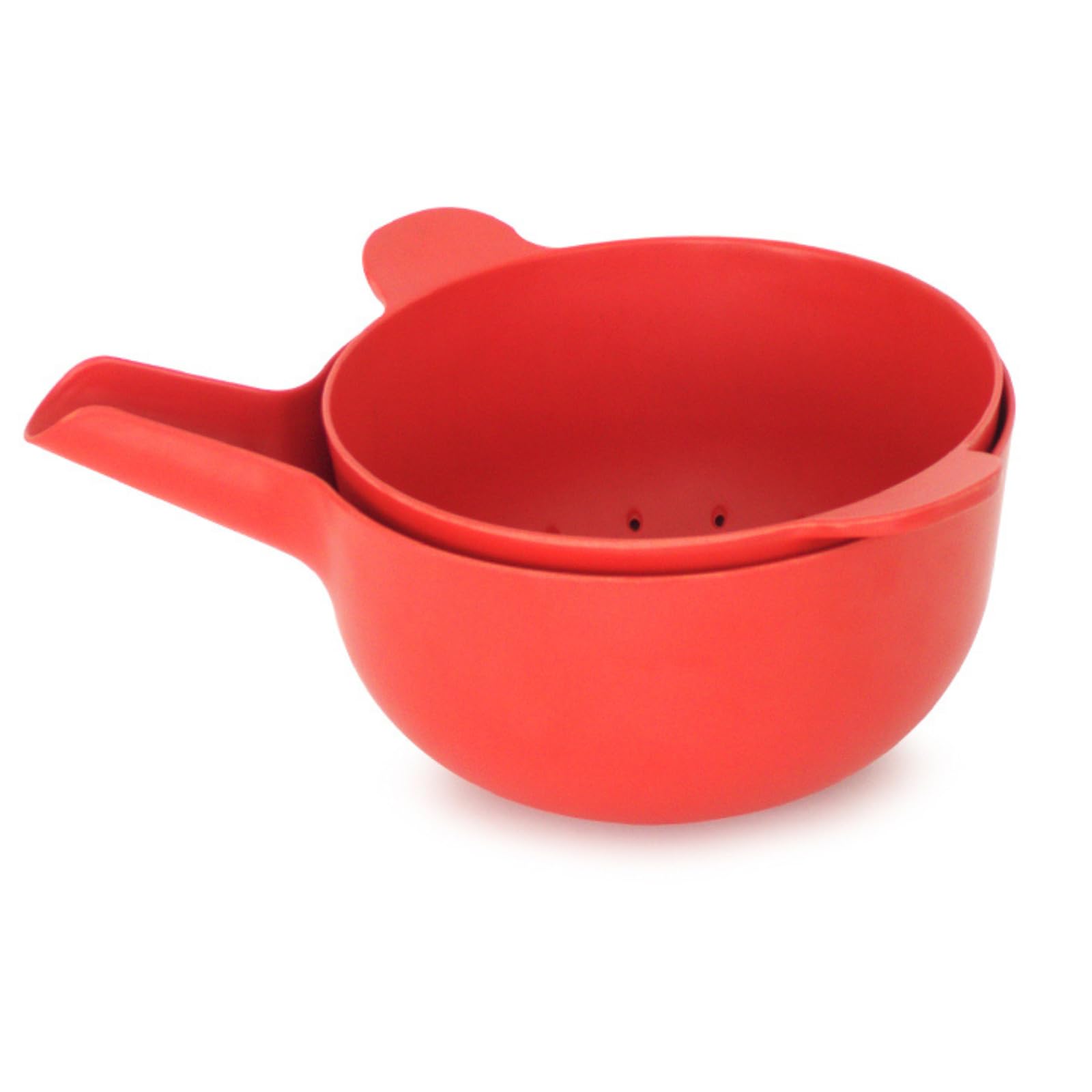 Small Mixing Bowl and Colander Set Tomato– 60 oz BPA-Free Eco-Composite – Nesting Kitchen Mixing Bowls for Washing Mixing Serving – Compact Dishwasher Safe Kitchen Essentials