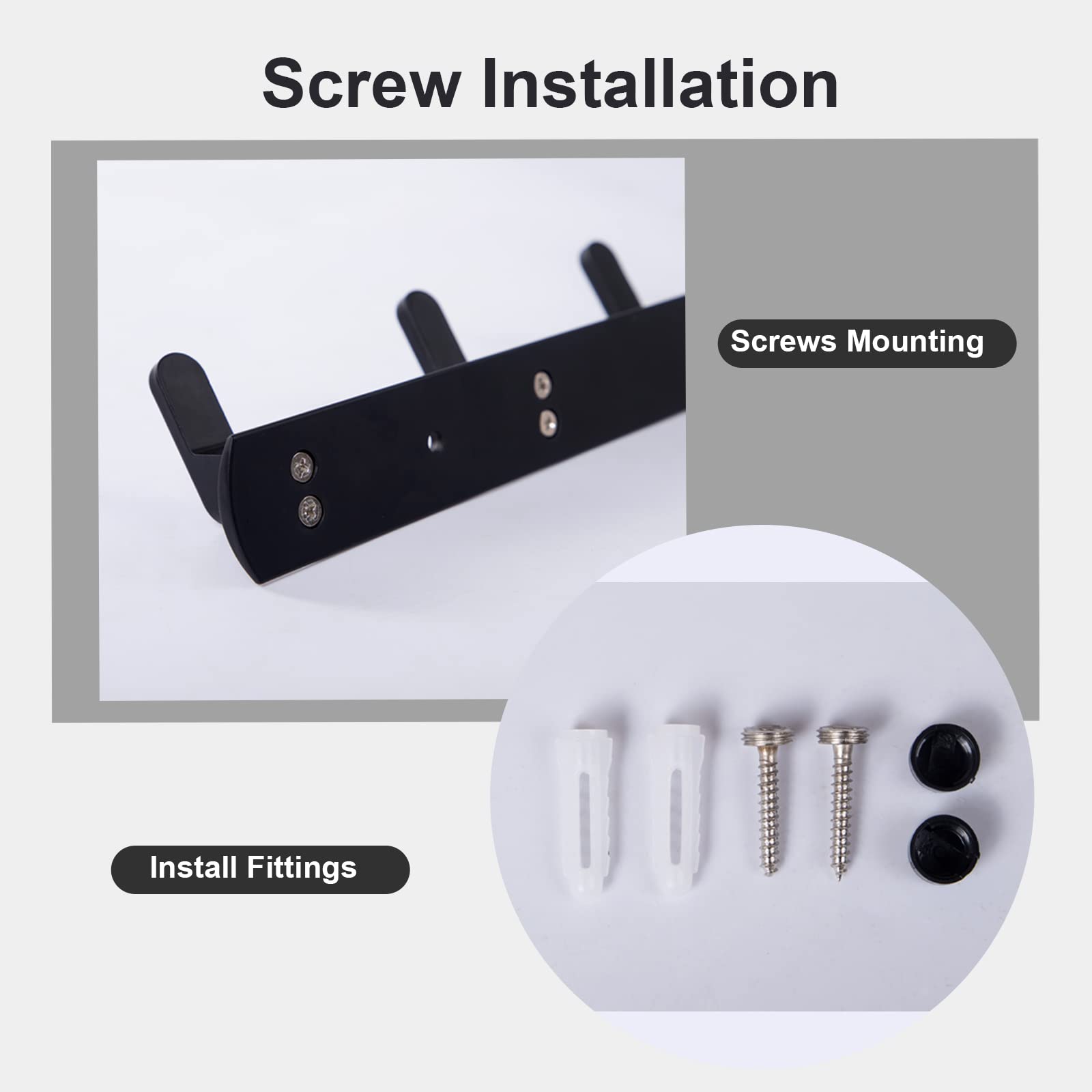 Appendiabiti da parete con 7 ganci, appendiabiti da parete nero, appendiabiti moderno da parete, appendiabiti adatto per soggiorno, ingresso, camera da letto, cucina, bagno, ecc.