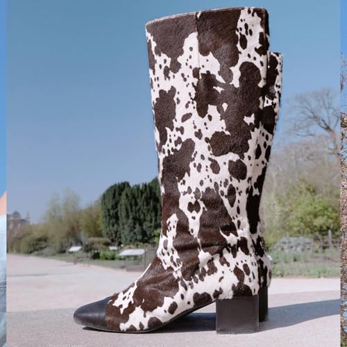 Womens Knee High Boots Square Toe Comfortable Campus Block Heel Riding Long Tall Boots for Fall Winter3