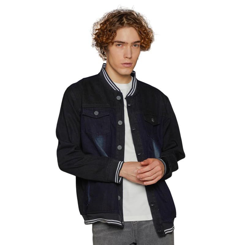 Campus Sutra Men’s Jacket For Casual Wear | Baseball Collar | Long Sleeve | Zipper Closure | Jacket Crafted With Comfort Fit For Everyday Wear