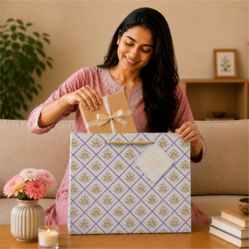 Image of Gift Bags small Pack of 10 - Paper Bags for Gifting - 9x7x2.5 Inch - Paper Bags for Return Gift | Return Gift Bags for Wedding Birthday Baby Shower | 4 Color Combo by Apex Graphics