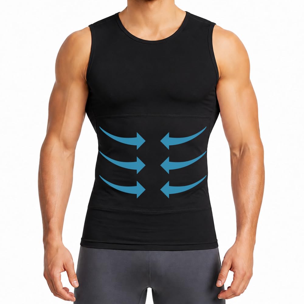 liseje Mens Slimming Body Shaper Vest, Gynecomastia Compression Shirts, Tummy Control Undershirts-picture-25