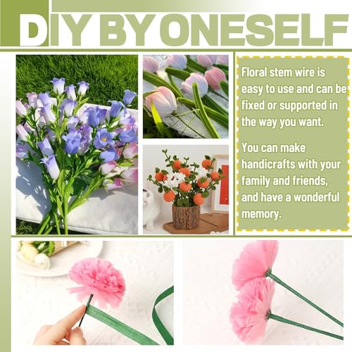 Image of Little Blooms 50-pcs Green Coated Stem Wire for DIY Flower Making - Friendly Flower Making Materials and Flower Stick Essentials, Perfect for Craft Projects