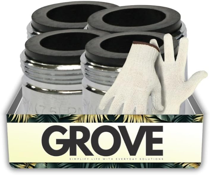 4x Plumb Pak 13/16 in.-27 Chrome Plated Faucet Aerator Bundle with Work Gloves – Fits Kohler, Barnes, Chicago, Indiana Brass, Briggs, Speakman Faucets – Gift Set (5 Items)