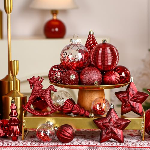 Bolas de Navidad SHareconn de plástico irrompible doradas para árbol set de 100 piezas 6