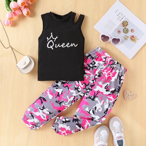 Image of Kid Girl Clothes Butterfly Patch T-Shirt Jogger Pants Ribbed 2PC Summer Fall Outfits Set