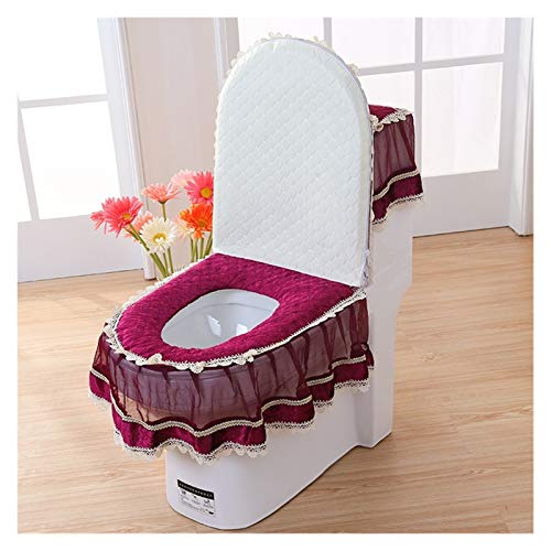 WAYYQX TOILE Sitzbezug Pads Toilettensitzbezug Combo dreiteilig WC Staubbezug Tuch WC Kissenbezug Badezimmer WC Zubehör… – Bild 5