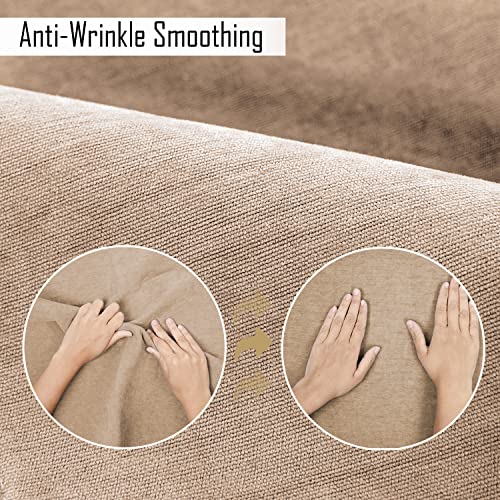 Image of HOKIPO Premium Chenille Sofa Cover Mat with 2 Armrest Cover, 3 Seater - Sand Brown
