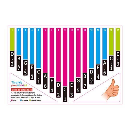 Sunnyushine 17 Key Thumb Piano Stickers Note Stickers Removable...