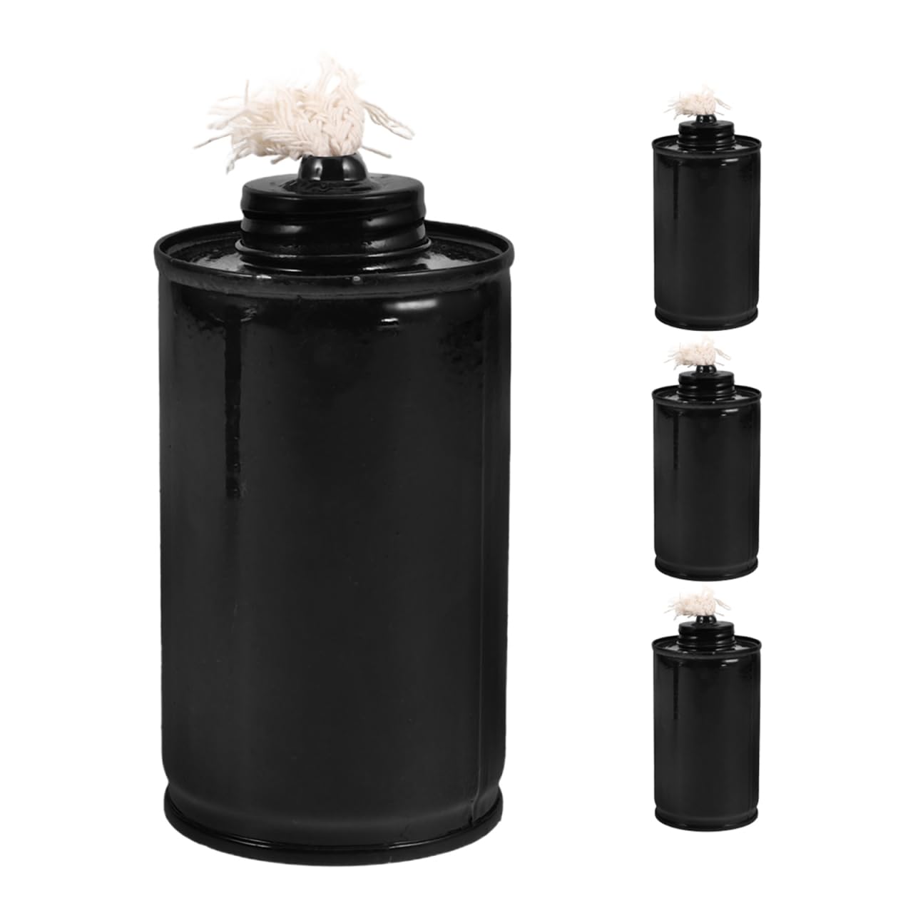 OUNONA Refillable Garden Torch Canister with Metal Wick Holder 4-Pack Lightweight Outdoor Fuel Tanks for Patio Yard Lighting and Garden Ambiance