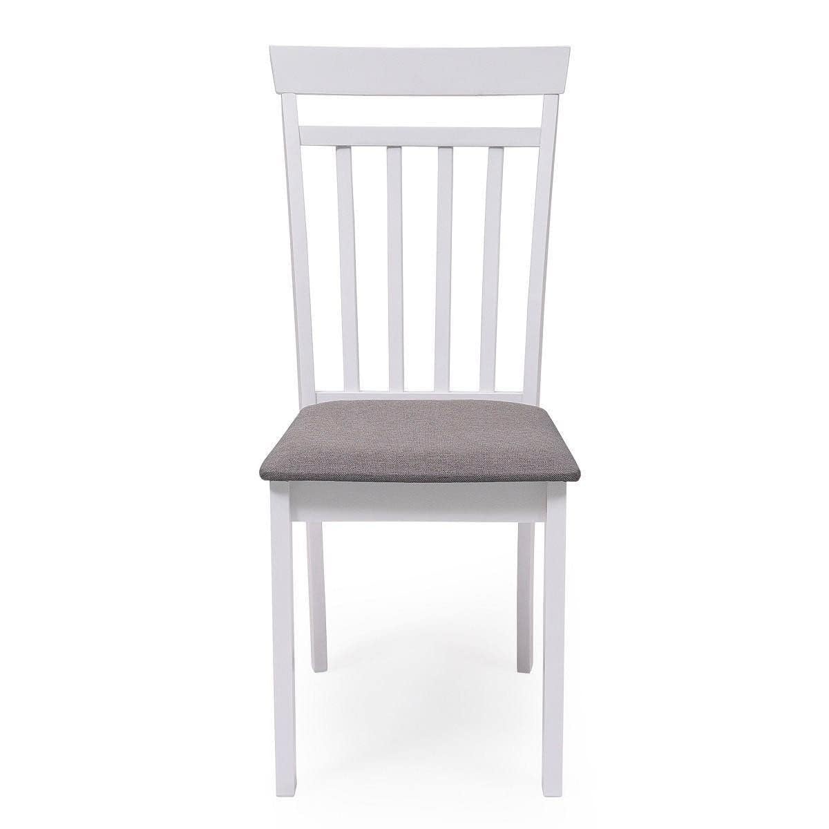 Homely | Pack 2 sillas Comedor Kansas | Estructura Madera lacada | Asiento Tela tapizado Gris | diseño Moderno, Sencillo | sillas para Comedor, salón, Cocina | Color Blanco