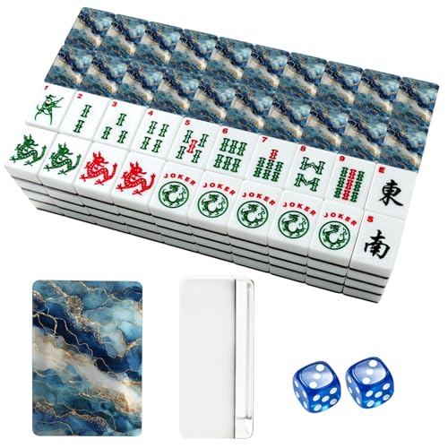 Set de Mahjong Americano con fichas acrílicas y bolsa miniatura 1