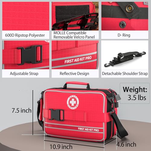 Comprehensive First Aid Kit For Home, Premium Emergency Trauma Kits with Shoulder Strap for Car Camping Gear, Waterproof Survival Kit, Home Essentials, Outdoor Emergency Medical Supplies -324 Piece - Image 4