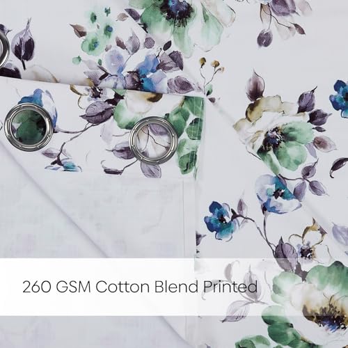Image of haus & kinder Digital Printed Cotton Door Curtain 7 Feet Long Pack of 2 Door Curtains, 7 Feet Curtain for Door (Bloom Breeze, Multicolor 130x213 CM)