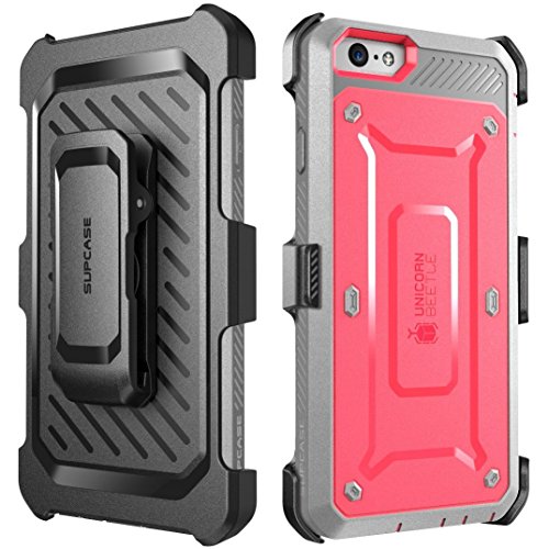 SUPCASE [Unicorn Beetle Pro] Case Designed for iPhone 6S, with Built-In Screen Protector Rugged Holster Cover for Apple IPhone 6 Case / 6S 4.7 Inch display (Pink/Gray)
