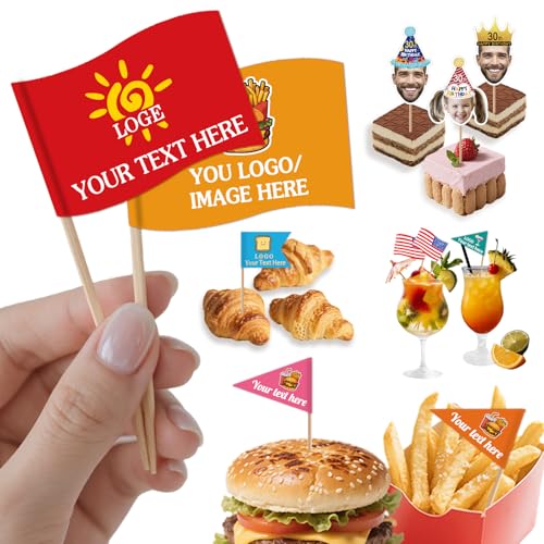 Up to 100PCS Custom Cupcake Toppers with Logo Text Personalized