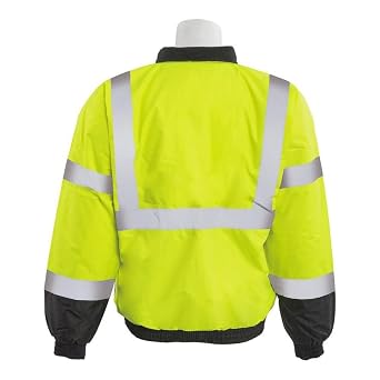 ERB 63949 W105 Aware Wear Class 3 Economy Bomber Jacket, Lime/Black, 3X-Large