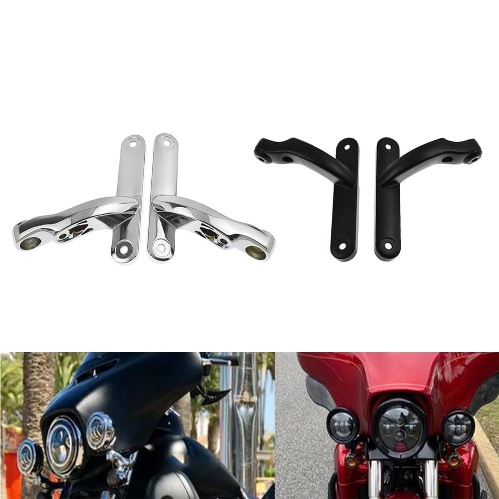 Czarno-chromowana rama wspornika oświetlenia dodatkowego do motocykla Harley Touring FLHR(Light Bracket B)