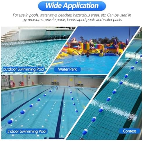 Swimming Pool Safety Rope with Float Kit - 25ft, 30ft, 35ft Options | Floating Pool Divider for Deep End | Portable Reusable Swim Lane Barrier with Hooks
