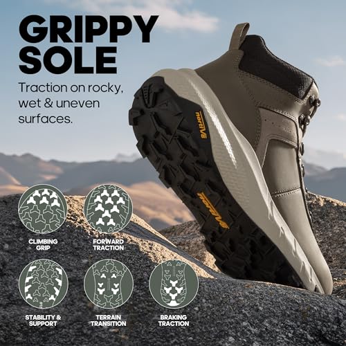 Image of NORTIV 8 Men's Waterproof Hiking Boots Lightweight Outdoor Mid Trekking Leather Shoes DriftShield