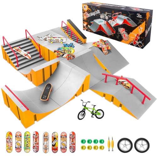 CS COSDDI Finger Skateboard Park Kits,Skateboard Finger Toys with 8 Finger...