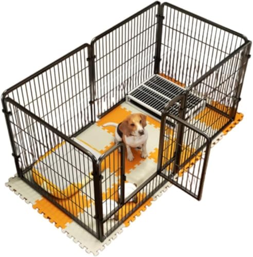 CokBlu 小型犬用ペットサークル ドア付き自立式犬用フェンス 室内・屋外兼用で工具不要簡単組立 サイズに折りたたみ機能付き 連結可能でレイアウト自由なサークルケージ