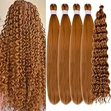 Honey Blonde Braiding Hair Pre Stretched for Boho Braids Synthetic Prestretched EZ Braiding Hair for Knotless Box Braids Bohemian Braids Goddess Braids (Total 5 Packs)