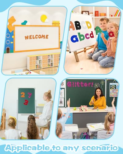 Image of 243 Pcs Glitter Bulletin Board Letters, Numbers and Punctuation 4 Inch | Cut Out Letters for Bulletin Board Decorations, Poster Board Letters Alphabet Cutouts for Classroom Wall Decor (Light Blue)