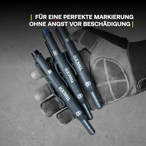 Tracer Verstopfungsfrei Baumarkierungsset. 3 x Markierungsstifte mit Halteclippen. Markierstift – Schwarz, Rot und Blau