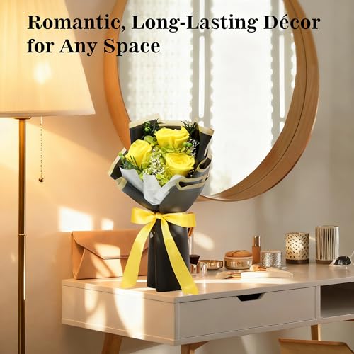 Image of Flower Bouquet Gifts for Women, Flowers for Delivery Prime, Preserved Roses Flower Gifts for Women, Valentines Flowers, Mom Gifts from Daughter Son, Birthday Gifts, Real Roses,Yellow Roses