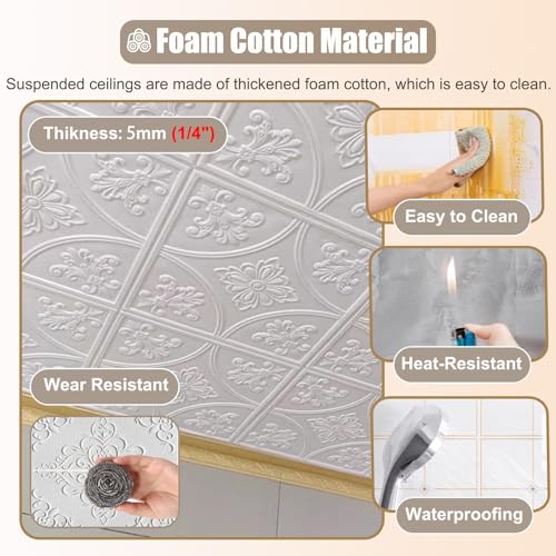 Paneles de pared de espuma 3D autoadhesivos para techos de hormigón 5