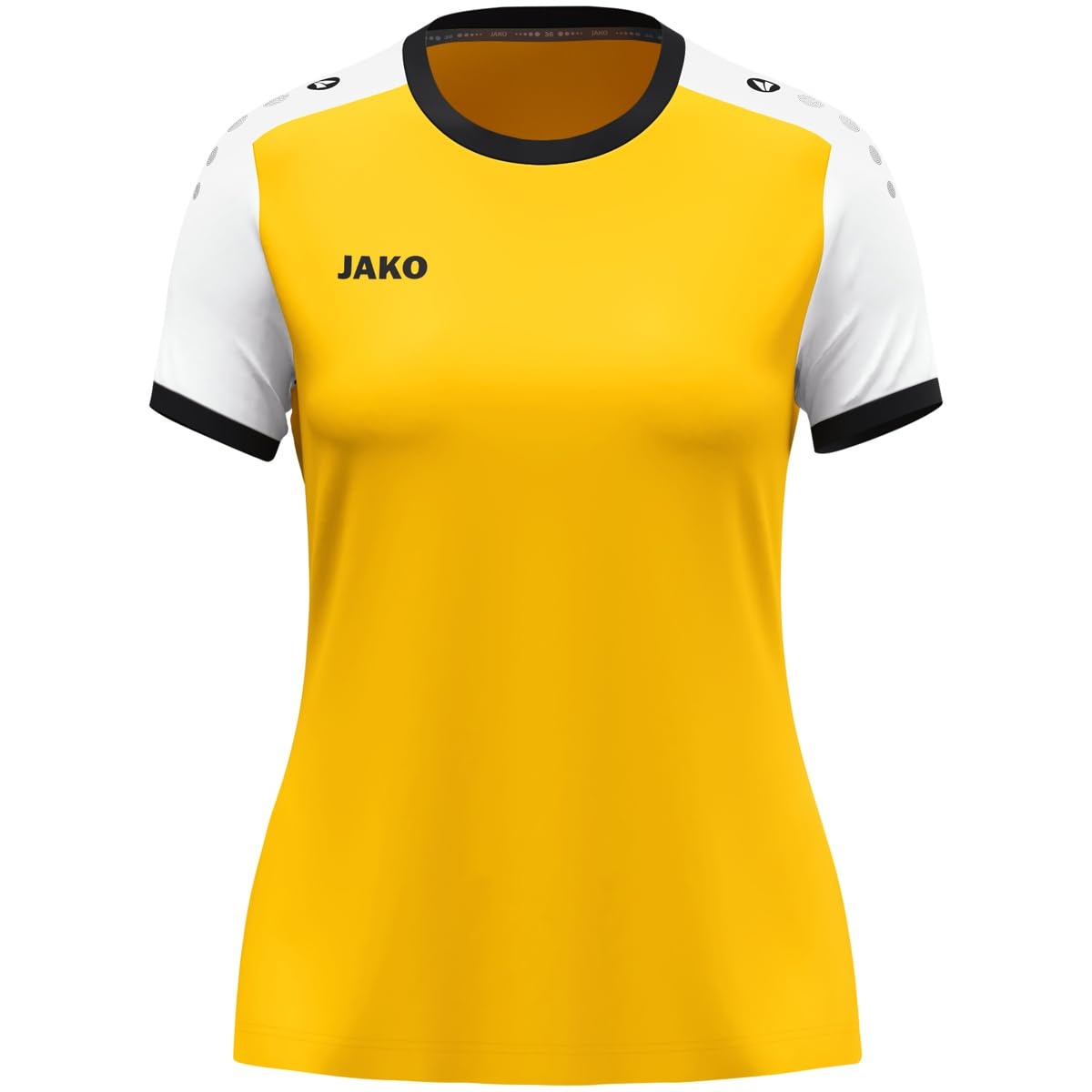 JAKO Women's Dynamic Short Sleeve Jersey, Yellow/White/Black, S