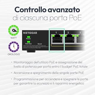 NETGEAR S350 Gigabit Ethernet PoE+ Smart Managed Essentials 10 porte Switch – 8 x 1G PoE+ @ 55 W, 2 x 1G SFP dedicata – Montaggio su tavolo o a muro (GS310TPv2)