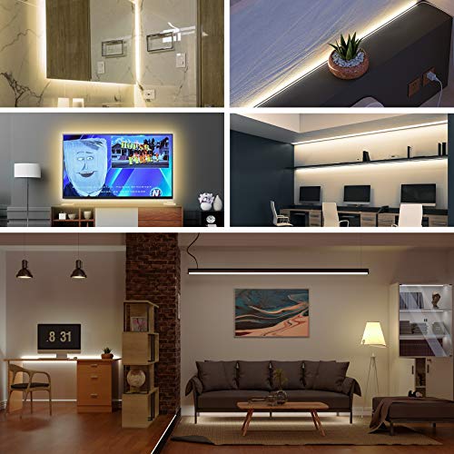 Image of USB LED Light Strip 6.56FT, 5 Volt USB Powered Dimmable COB LED Tape Lights, 4000K Natural White 8mm High Density Flexible Strips CRI90+ for TV Backlight Under Cabinet Lighting Bedroom Kitchen
