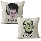 Couple Throw Pillow Cover, Gift for Couple Horror Wedding, Anniversary, Wedding, Decorative Pillow...