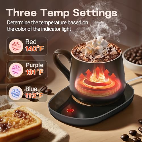 Image of Coffee Mug Warmer for Desk with Auto Shut Off, Coffee Cup Warmer for Desk with Auto Shut Off, 3 Adjustable Temperature Settings & 8 Hours Auto shutoff