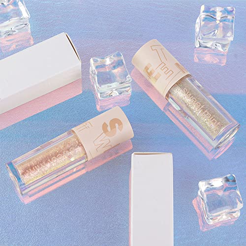 Image of SUAKE Liquid Sparkling Glitter Eye Shadow Sticks - Crystal Silver Golden Eyeshadow, Eyeliner, Eyelid Shimmer Highlight Makeup, sombra de para ojos,Waterproof Quick-Drying