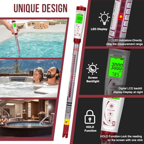 Image of Digital Pool Salt Tester Long Probe Salinity Meter for Saltwater | Pool 13in Long Probe, 0-5000PPM, Accurate Salt Test Kit Truncheon for Hot Tub,Spa, Freshwater Fish Tank, Koi Pond