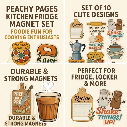 Image of Kitchen Items Fridge Magnet Set - 10-Piece Colorful Magnetic Decor for Refrigerator, Whiteboard & Locker - Strong Hold & Durable Finish
