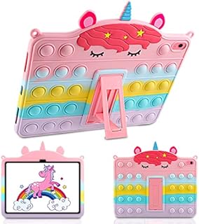 Vunake for iPad 10th Generation Case 10.9 inch with Kickstand Silicone Pop On It Fidget iPad 10 Case for Kids Girls Shockproof Protective Tablet Case Cover for iPad 10th Gen Case 2022,Rainbow Unicorn