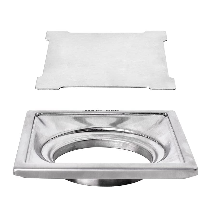 Image of Plantex (Primax) 304 Grade Stainless Steel Bathroom 6x6 Inches Square Floor Drain /Bathroom Jali for Drain /Bathroom Floor Drainer for Bathroom /Kitchen /Balcony (Matt)