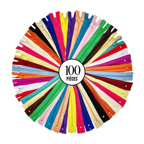 Fermeture éclair couture KGS lot de 100 pièces de 13 à 38 cm de long