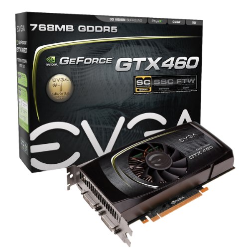 EVGA GeForce GTX 460 Superclocked 768 MB DDR5 PCI Express 2.0 2DVI/Mini-HDMI SLI Ready Graphics Card, 768-P3-1362-TR