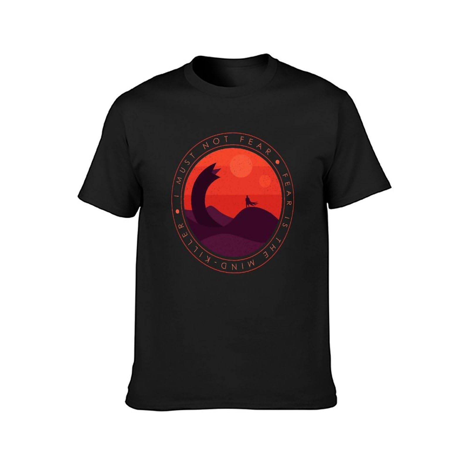 I Must Not Fear Dune Herbert Frank Arrakis Sandworm Science Fiction Sci Fi Movie Unisex T-Shirt Printed Tee Graphic Top Men Black Shirt M